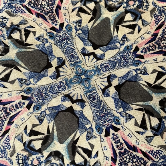 Geo print sheer layer crop top XS blue pink boho breezy chiffon Sans Souci NEW - Picture 8 of 9